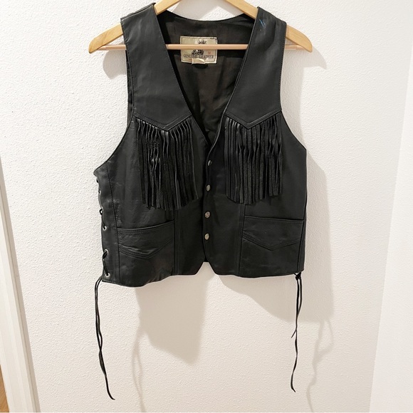 Other - Leather Vest Fringe Custom Artwork Michoacán Black Men’s Medium